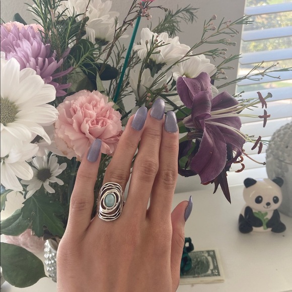 HP!! Boho Chic Sterling Silver Natural Stone Ring - Picture 3 of 3